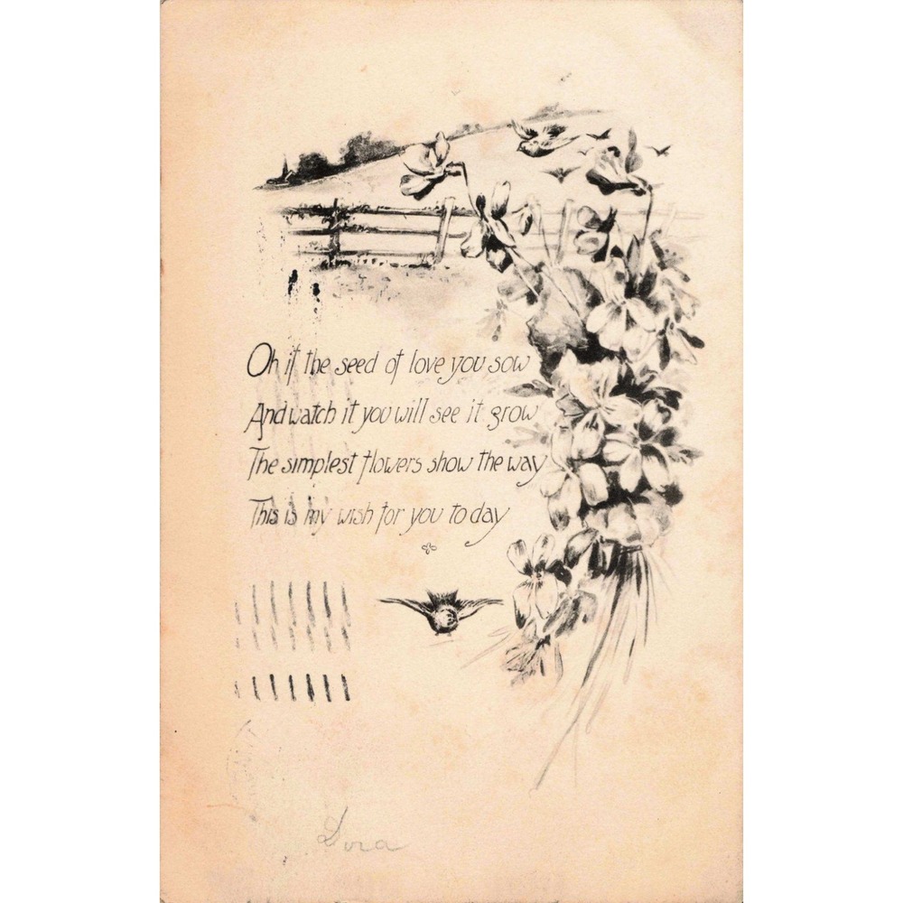 Antique 1911 Floral Poem Postcard Schlesinger Bros NY Baltimore MD Postmark